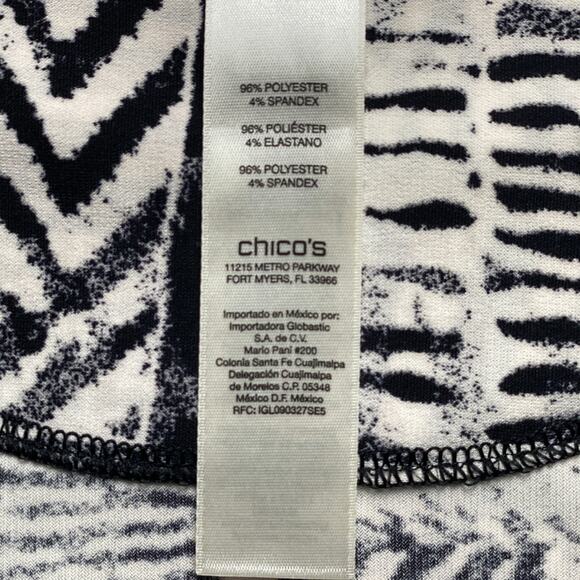 Chico’s Poncho Top Black White Geometric Print Women’s S/M Flowy Blouse - Picture 8 of 13